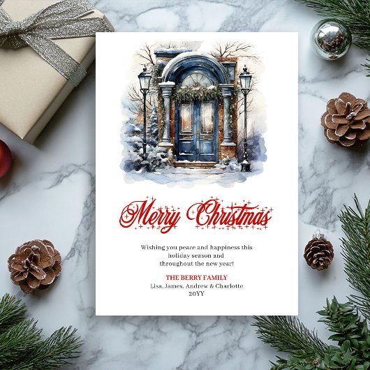 Charming holiday scene Christmas greeting card シーズンカード