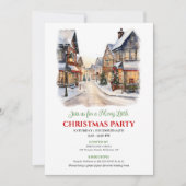 Charming holiday scene Christmas village event 招待状 (正面)