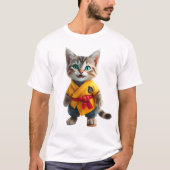 Charming Kitten in Yellow Kimono T-Shirt Tシャツ (正面)