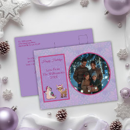 Charming Lilac Family Photo Holiday Postcard シーズンポストカード