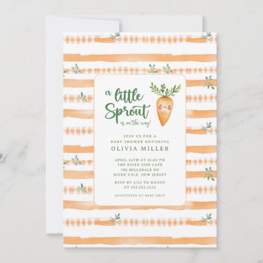 Charming little Sprout Baby Shower 招待状 (正面)
