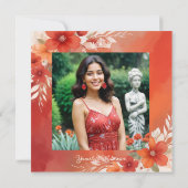 Charming Lovely Floral Frame Garland Spanish Photo 招待状 (裏面)