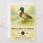 Charming Mallard Watercolor Illustration Birthday 招待状 (正面)