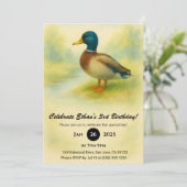 Charming Mallard Watercolor Illustration Birthday 招待状 (スタンド正面)