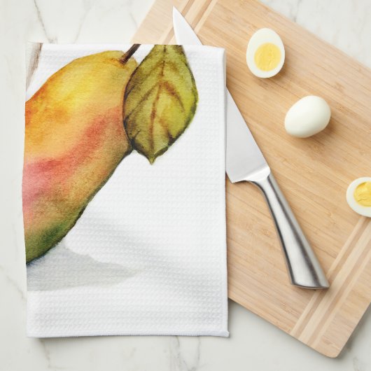 Charming Mouse on a Pear キッチンタオル (四つ折り)