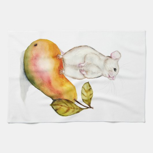 Charming Mouse on a Pear キッチンタオル (横)