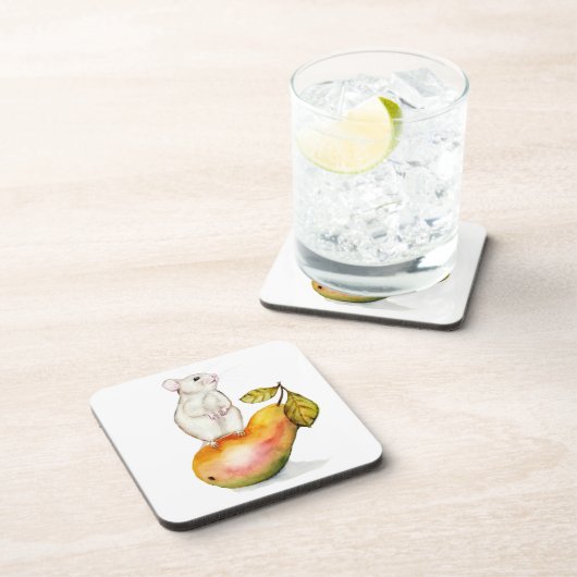 Charming Mouse on a Pear コースター (右側)