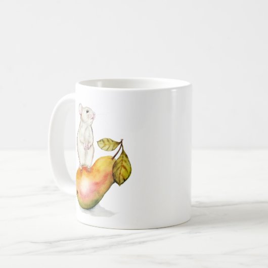 Charming Mouse on a Pear コーヒーマグカップ (正面左)