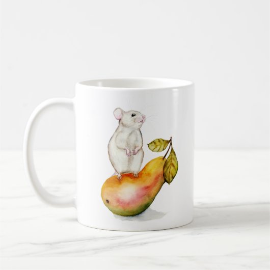 Charming Mouse on a Pear コーヒーマグカップ (左)