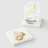 Charming Mouse on a Pear ストーンコースター (横)