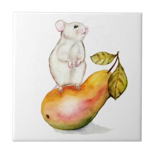 Charming Mouse on a Pear タイル (正面)