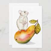 Charming Mouse on a Pear 招待状 (正面/裏面)