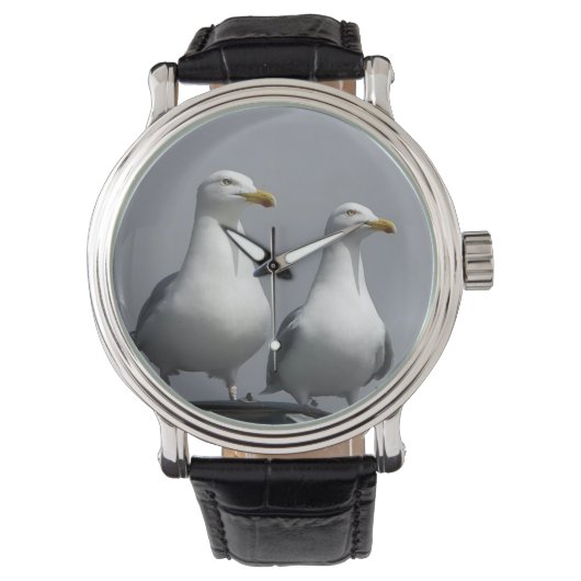 Charming Mr & Mrs Gully Seagull Couple Expressive  腕時計 (正面)