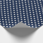 Charming Navy Blue with White Daisy Print ラッピングペーパー (角)