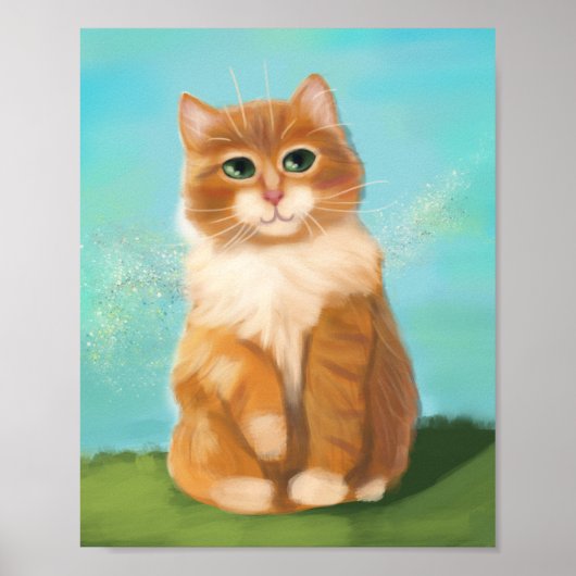 Charming Orange Kitten Nursery Decor ポスター (正面)