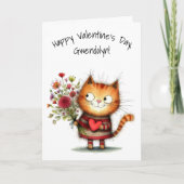 Charming Orange Kitty Cat Happy Valentine's Day カード (正面)