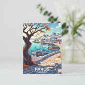 Charming Paros Greece harbor scene 案内ポストカード (スタンド正面)