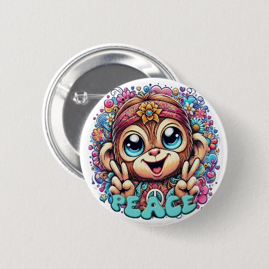 "Charming Peace Monkey" Button 缶バッジ (正面&裏面)