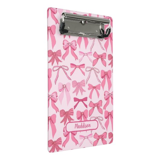 Charming pink bow pattern ミニクリップボード (アングル)