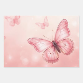 charming pink butterflies ラッピングペーパーシート
