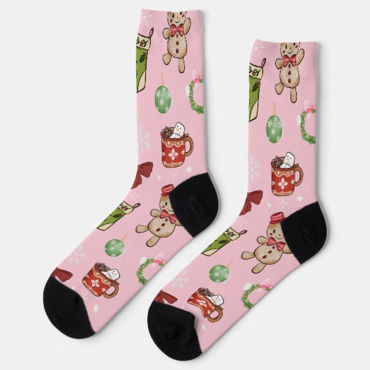 Charming Pink Christmas Socks ソックス (左)