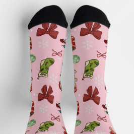 Charming Pink Christmas Socks ソックス