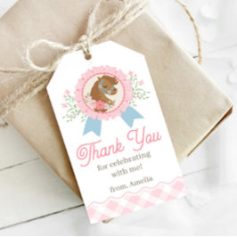Charming Pink Derby Horse Birthday ギフトタグ