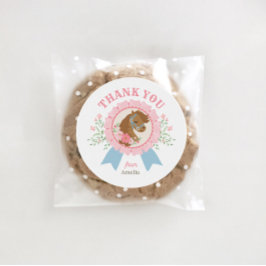 Charming Pink Derby Horse Birthday ラウンドシール