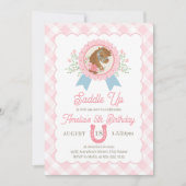 Charming Pink Derby Horse Birthday Invitation 招待状 (正面)