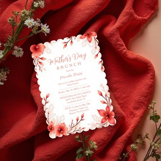 Charming Pink Floral Mothers Day Brunch 招待状
