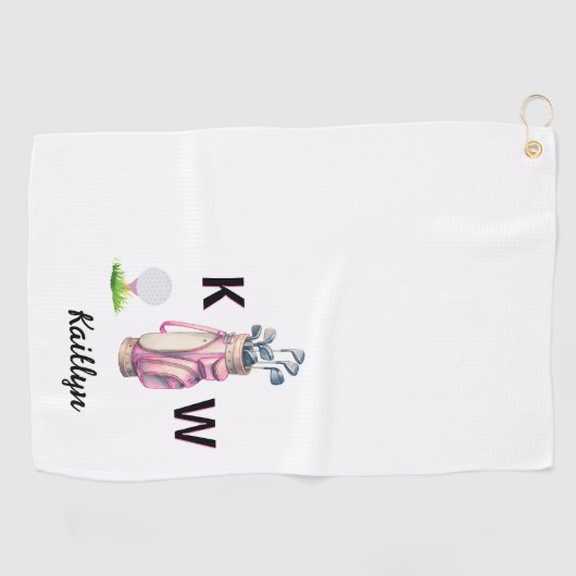 Charming Pink Golf Bag Personalized Monogrammed  ゴルフタオル (横)