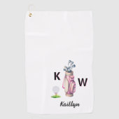 Charming Pink Golf Bag Personalized Monogrammed  ゴルフタオル (正面)