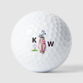 Charming Pink Golf Bag Personalized Monogrammed  ゴルフボール (正面)