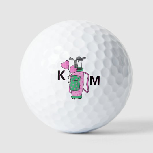 Charming Pink Golf Bag Personalized Monogrammed ゴルフボール (正面)
