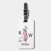 Charming Pink Golf Bag Personalized Monogrammed  ラゲッジタグ (正面縦)