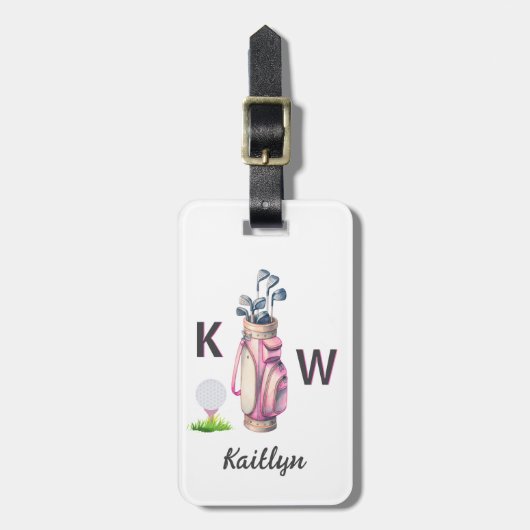 Charming Pink Golf Bag Personalized Monogrammed  ラゲッジタグ (正面縦)