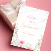 Charming Pink Shades Wildflowers Bridesmaid 招待状