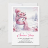 Charming Pink Snowman Editable Christmas Invite   招待状 (正面)