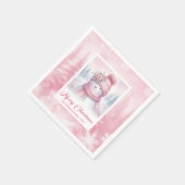Charming Pink Snowman Kids Cozy Winter Scene Xmas スタンダードカクテルナプキン (角)
