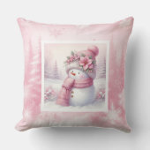Charming Pinkmas Winter Forest Kids Holiday Pillow クッション (正面)