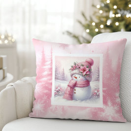 Charming Pinkmas Winter Forest Kids Holiday Pillow クッション