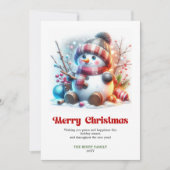 Charming printable cartoon snowman holiday card シーズンカード (正面)