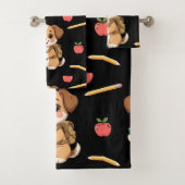 Charming puppy reading, school bag pattern  バスタオルセット (インサイチュ)