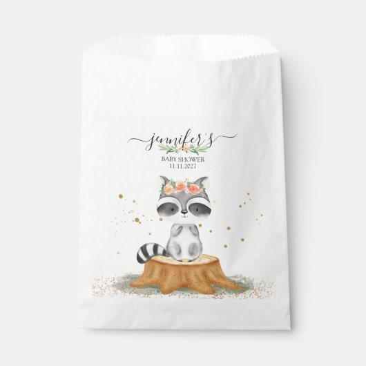 Charming Raccoon Wildlife Baby Shower フェイバーバッグ (正面)