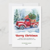 Charming red truck christmas scene rustic card  シーズンカード (正面)