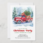 Charming red truck Christmas scene rustic invites 招待状 (正面)