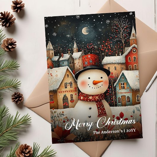 Charming retro Christmas scene festive card シーズンカード