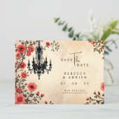 Charming Romantic Chandelier on Classic Red Floral セーブザデート (スタンド正面)