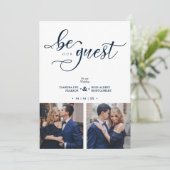 Charming Romantic Script Navy Blue  2 Multi Photo 招待状 (スタンド正面)