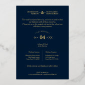 Charming Romantic Whimsy Script Navy Blue 箔招待状 (裏面)